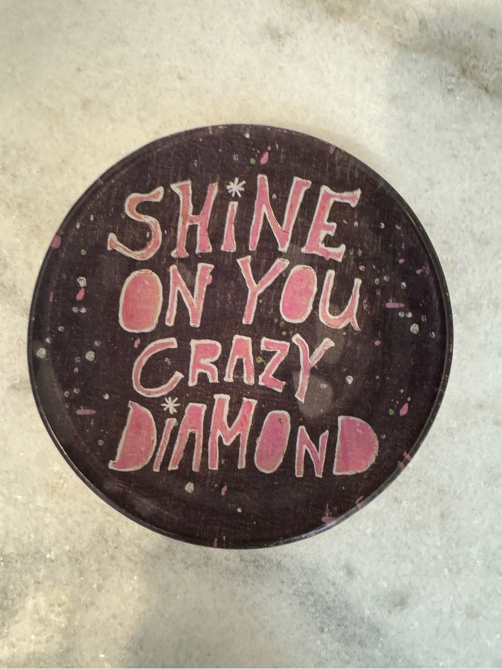 Sugarboo & Co "Shine On You Crazy Diamond" Mini Round Decoupage Plate 4"